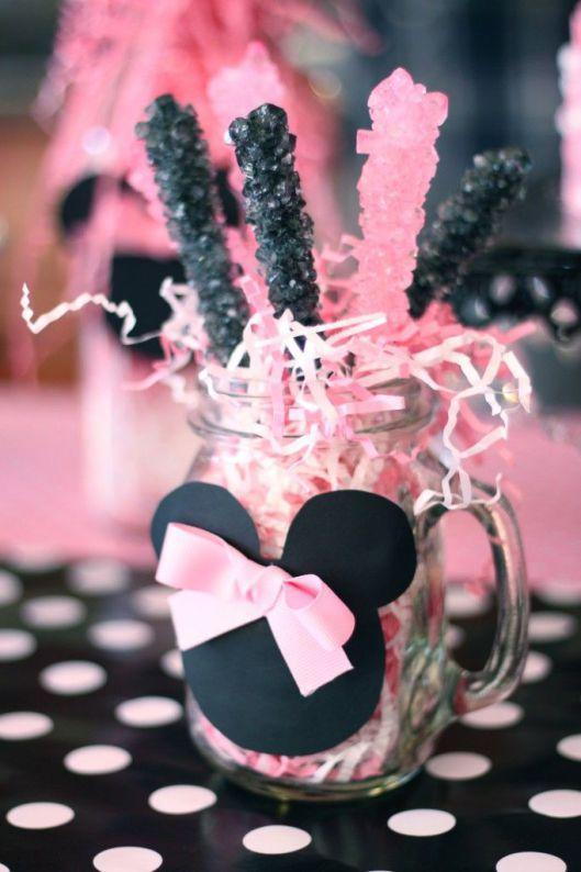 candy rocks rosa y negro minnie mouse