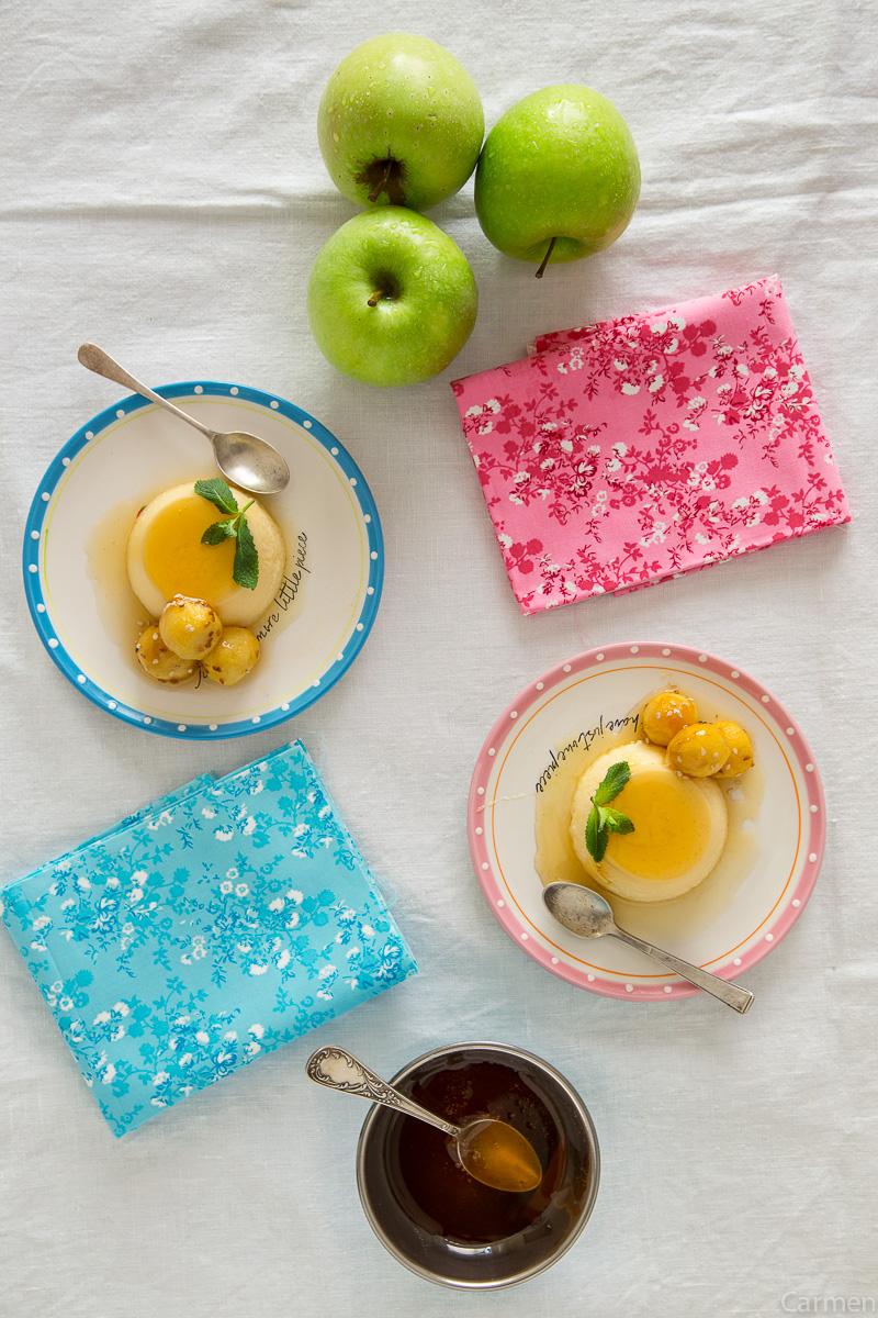 Flan de huevo casero cenital