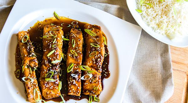 Salmon con salsa teriyaki