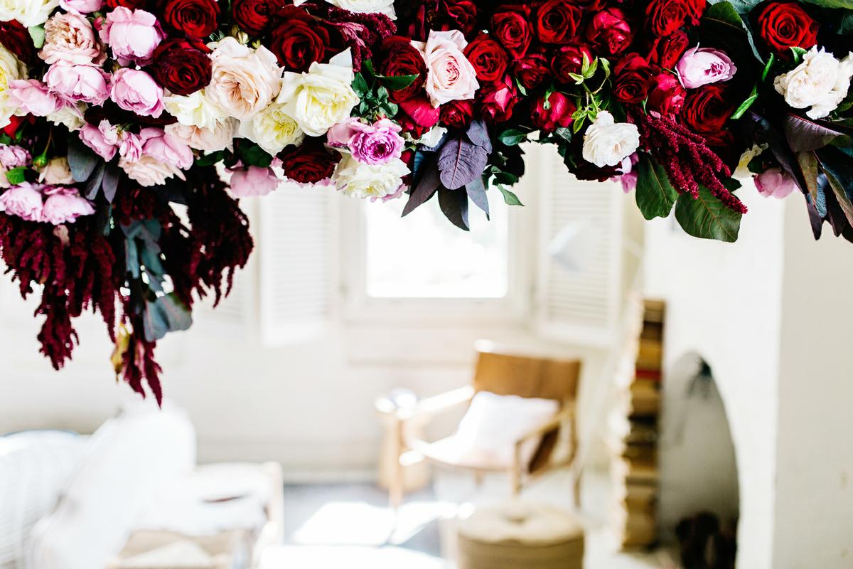 Detalle floral para una fiesta de San Valentín