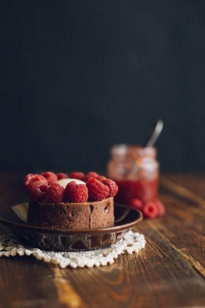 Tartaletas de chocolate y frambuesa