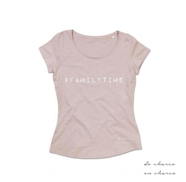camiseta mujer familytime rosa www.decharcoencharco.com