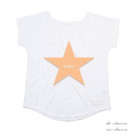 camiseta mujer it mum estrella melocoton 2 www.decharcoencharco.com