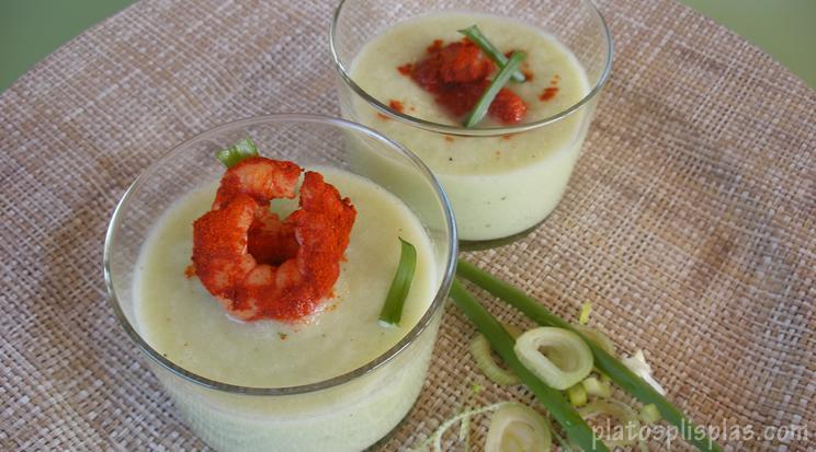 Mousse de pepino con gambas