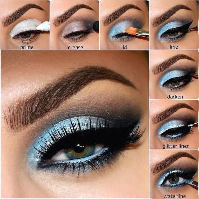 maquillaje de sombra azul