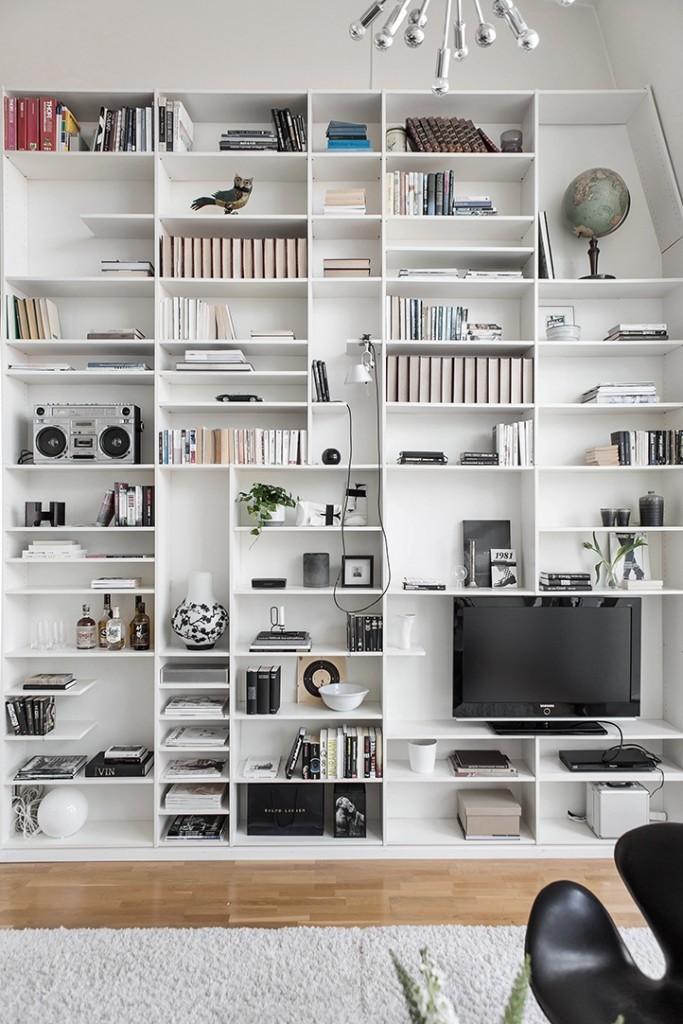 Piso de estilo nórdico - librería