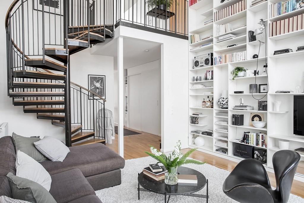 piso de estilo nórdico - sillón