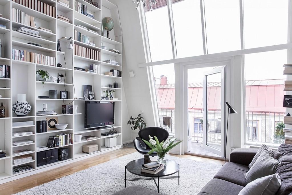 Piso de estilo nórdico salón