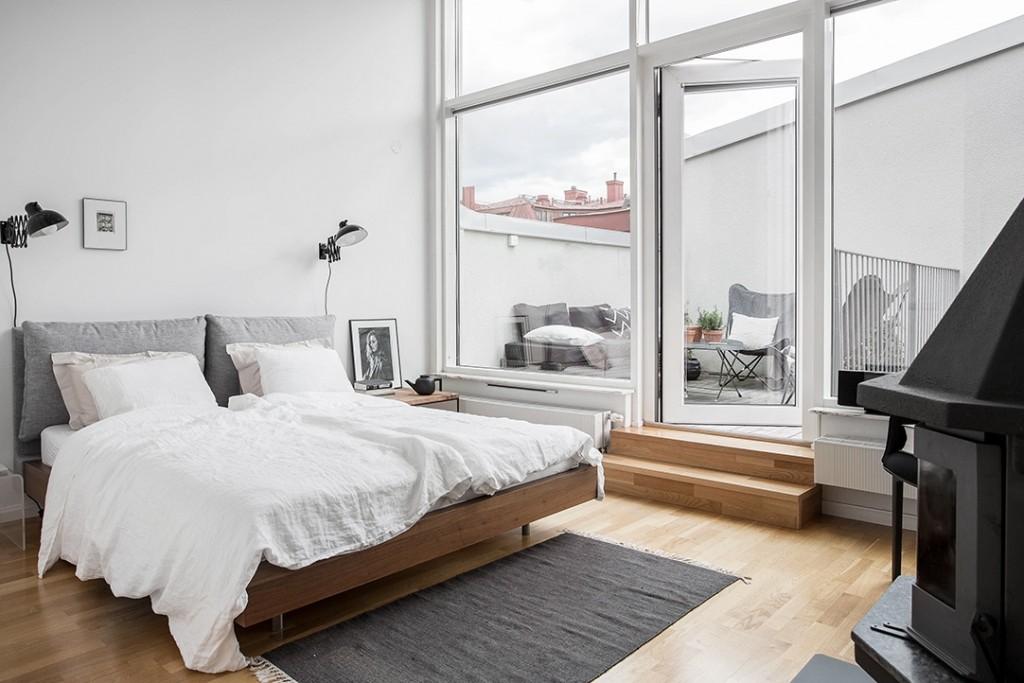 Piso de estilo nórdico - dormitorio