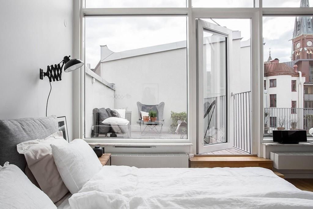 Piso de estilo nórdico - cama