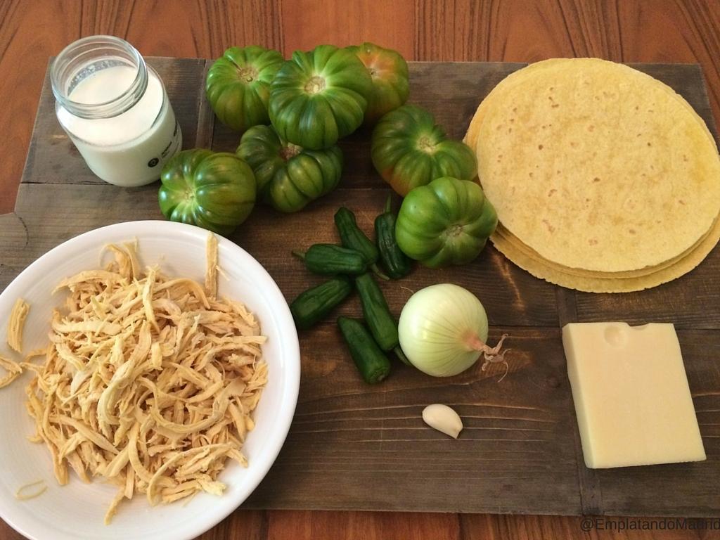 Ingredientes para las enchiladas suizas