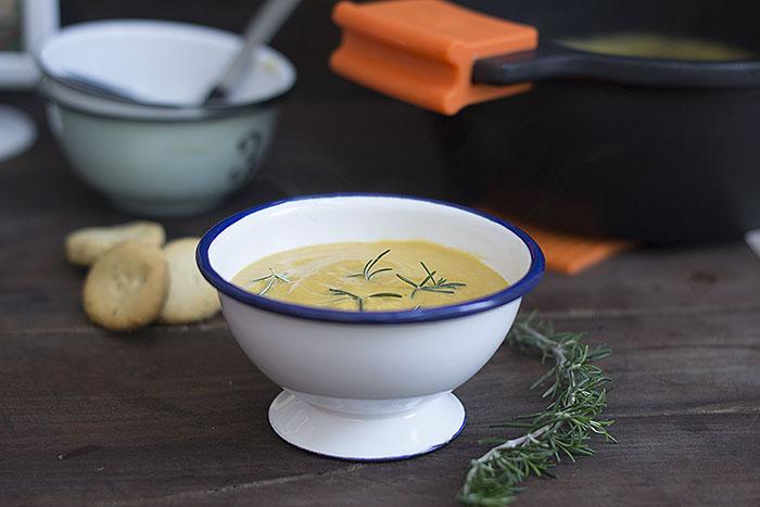 crema de calabaza y romero