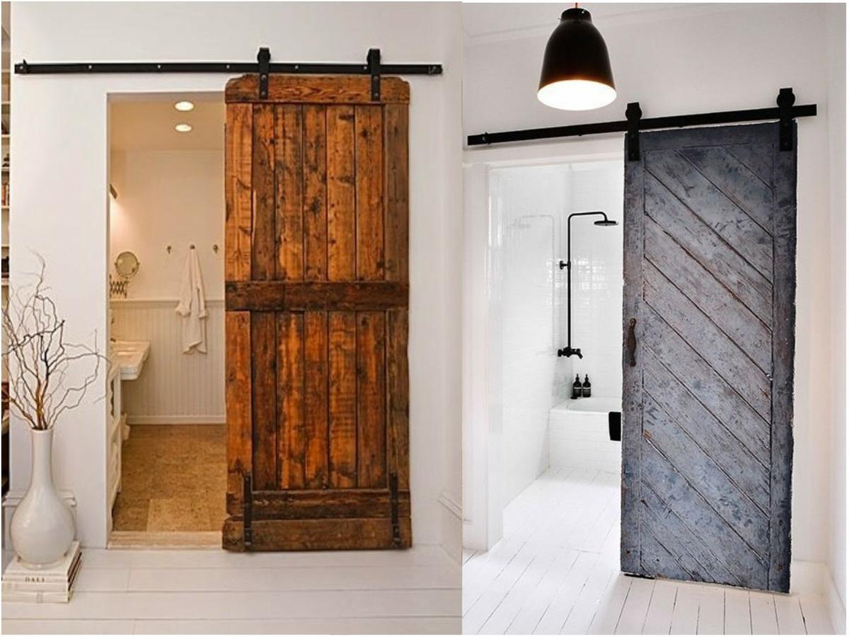 puertas rusticas tipo granero en baños