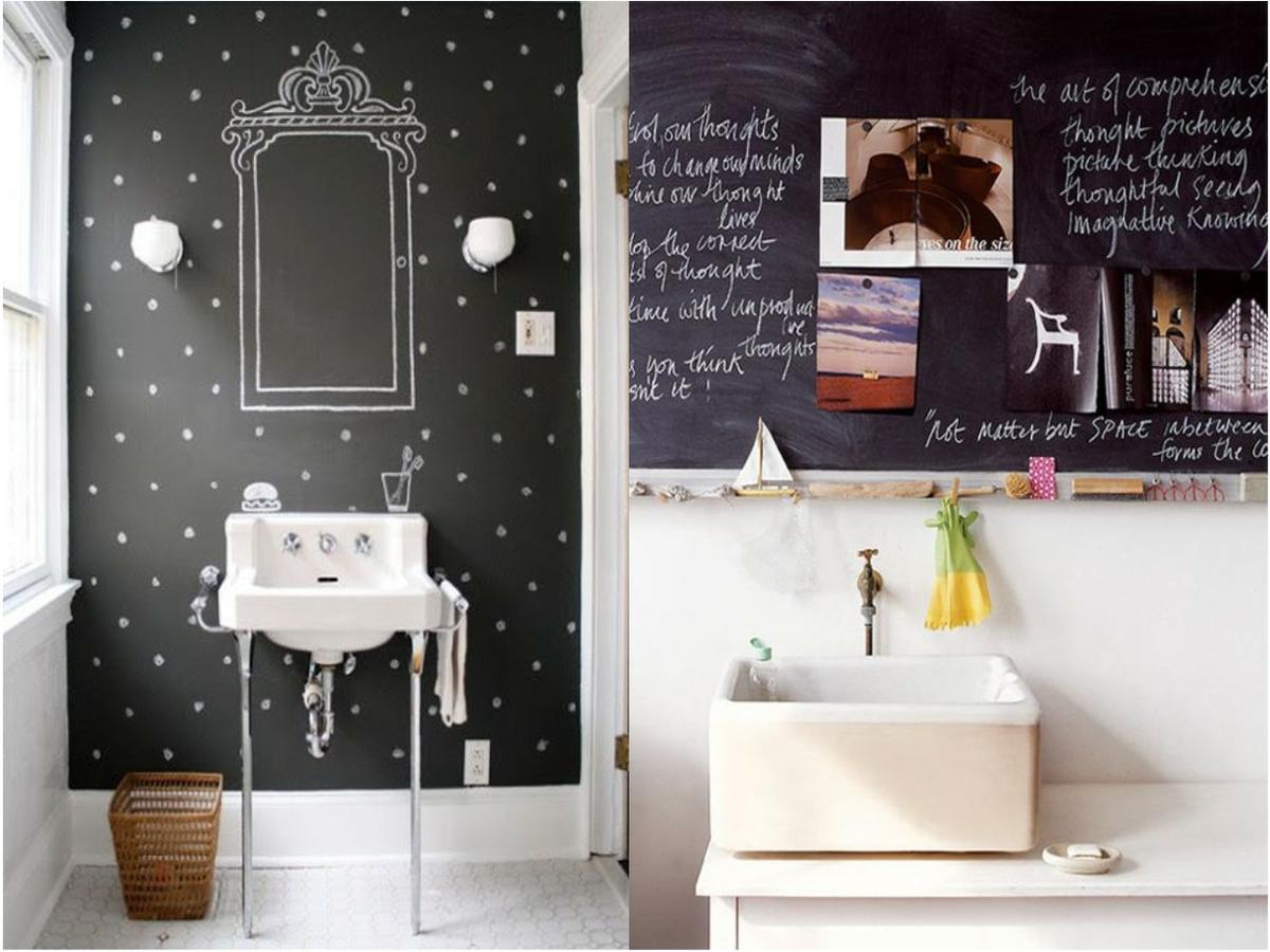 baños luminosos en blanco y pizarra