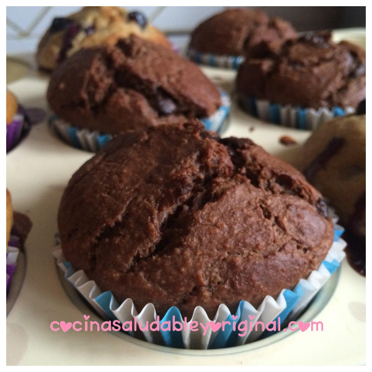 Muffins de avena con chocolate fit Cocina
