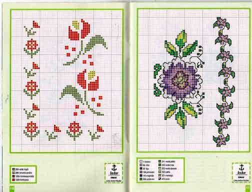 Gráficos de flores punto de cruz gratis