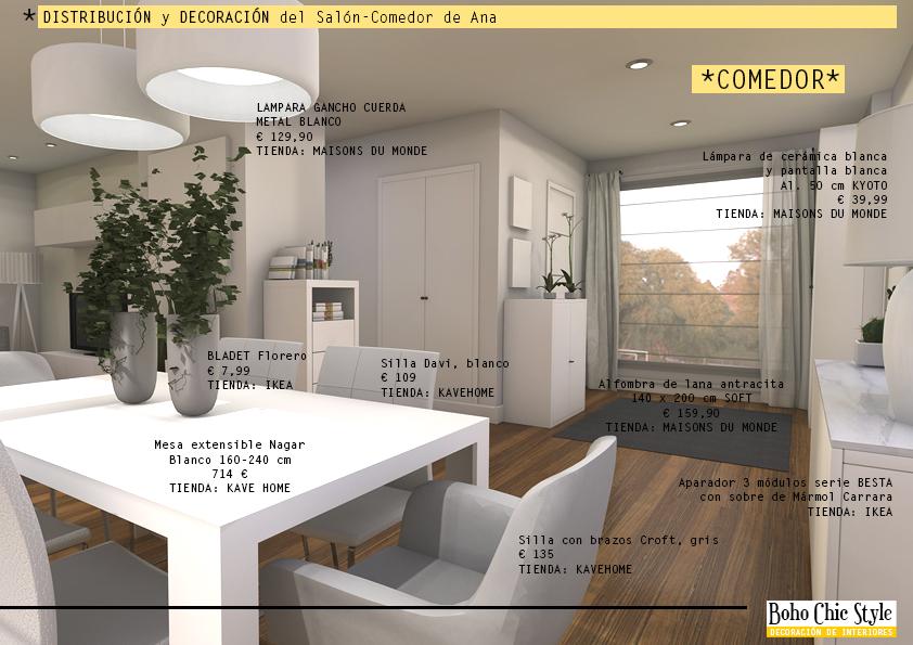 Proyecto de decoración online; El nuevo Salón-Comedor de Ana.