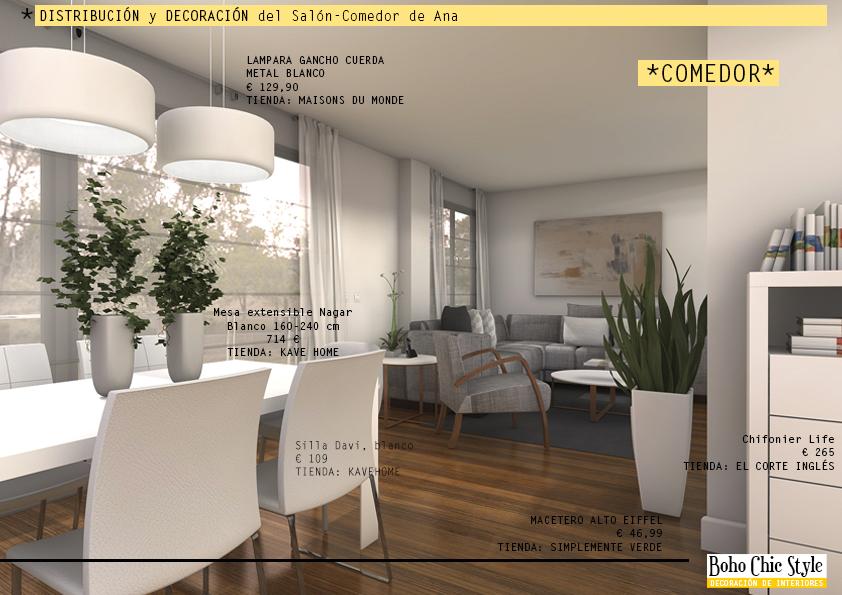 Proyecto de decoración online; El nuevo Salón-Comedor de Ana.