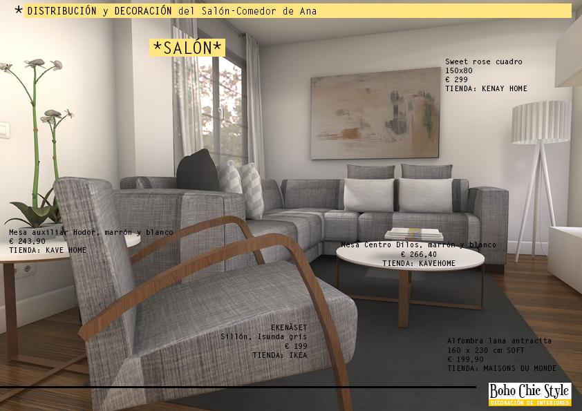 Proyecto de decoración online; El nuevo Salón-Comedor de Ana.