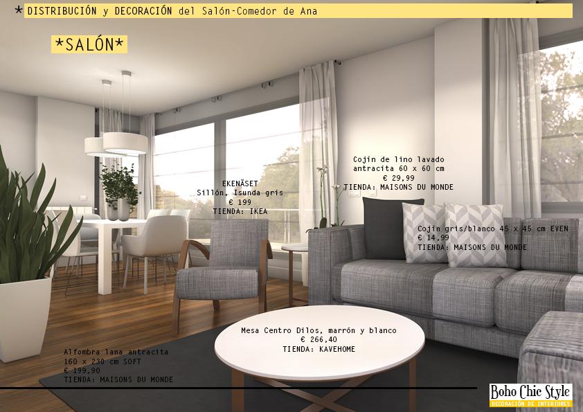 Proyecto de decoración online; El nuevo Salón-Comedor de Ana.