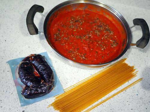 ingredientes-para-los-Espaguetis-con-Morcilla