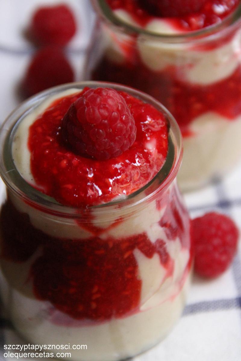 Crema dulce de mijo con frambuesas