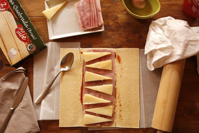 Trenza de jamón cocido y queso 6