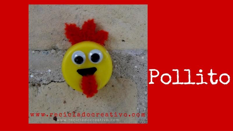 Pollito con tapas de botellas