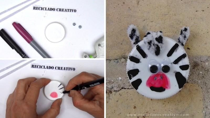 Animalitos - Cebra con un tapón - Manualidades
