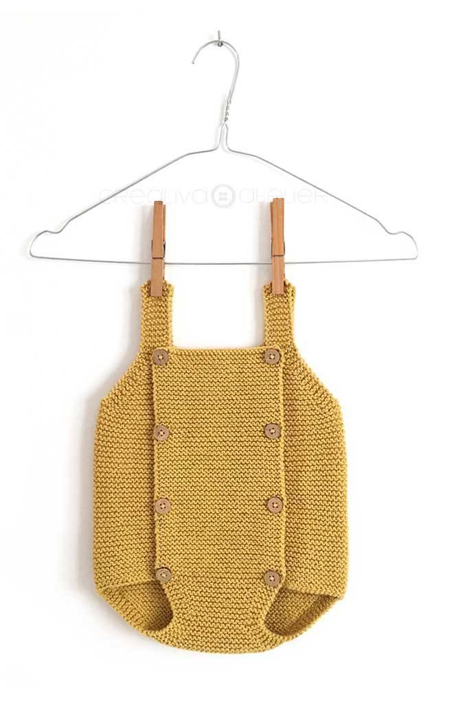 Como hacer un pelele a dos agujas de bebé tejido a punto musgo -Tutorial DIY paso a paso y patrón gratis