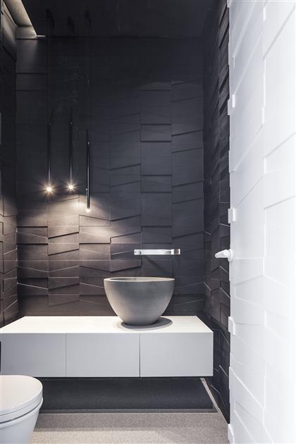 ideas para decorar baños - pitsou - paredes oscuras