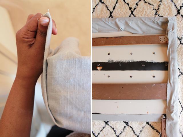 como hacer cabeceros de cama sujetar tela final