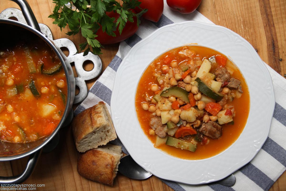 Potaje de cordero con garbanzos y calabacín