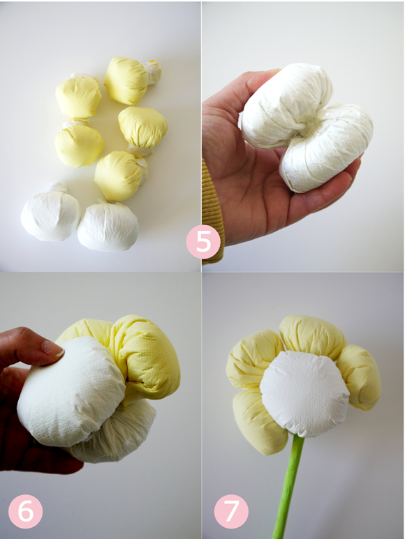 flores decorativas con servilletas de papel