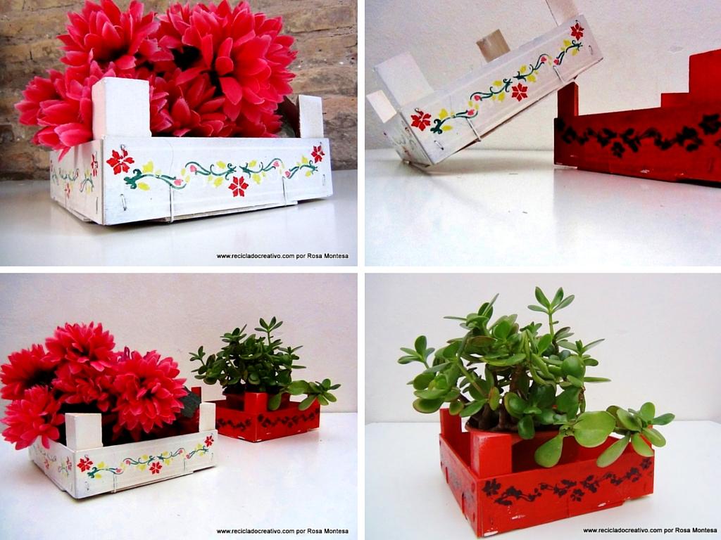 Reciclaje. Cajas de fresas para decoración