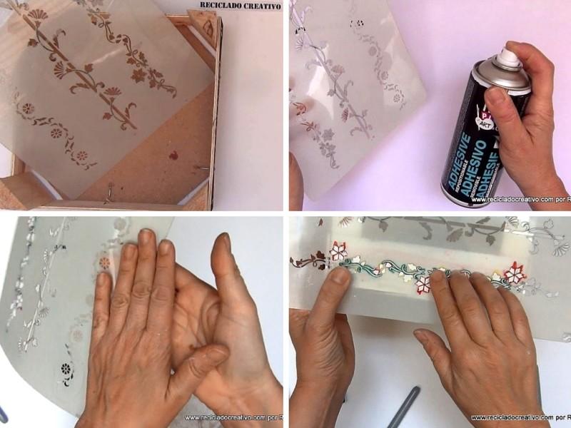 Pintando con plantillas y spray autoadhesivo removible