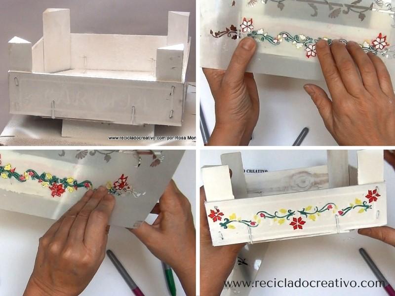 Reciclaje de cajas de fresas pontadas con plantillas