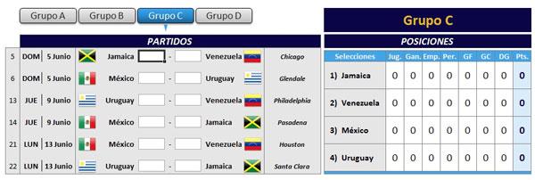 fixture en excel fase de grupos