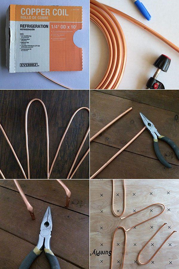 mesa auxiliar de madera y metal patas