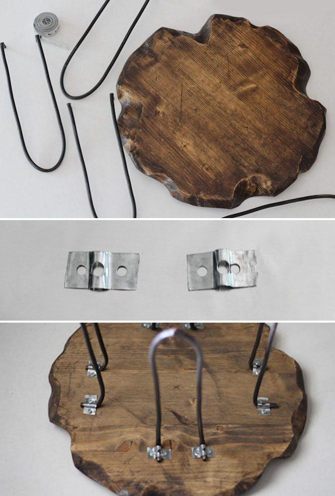 mesa auxiliar de madera y metal atornillar patas