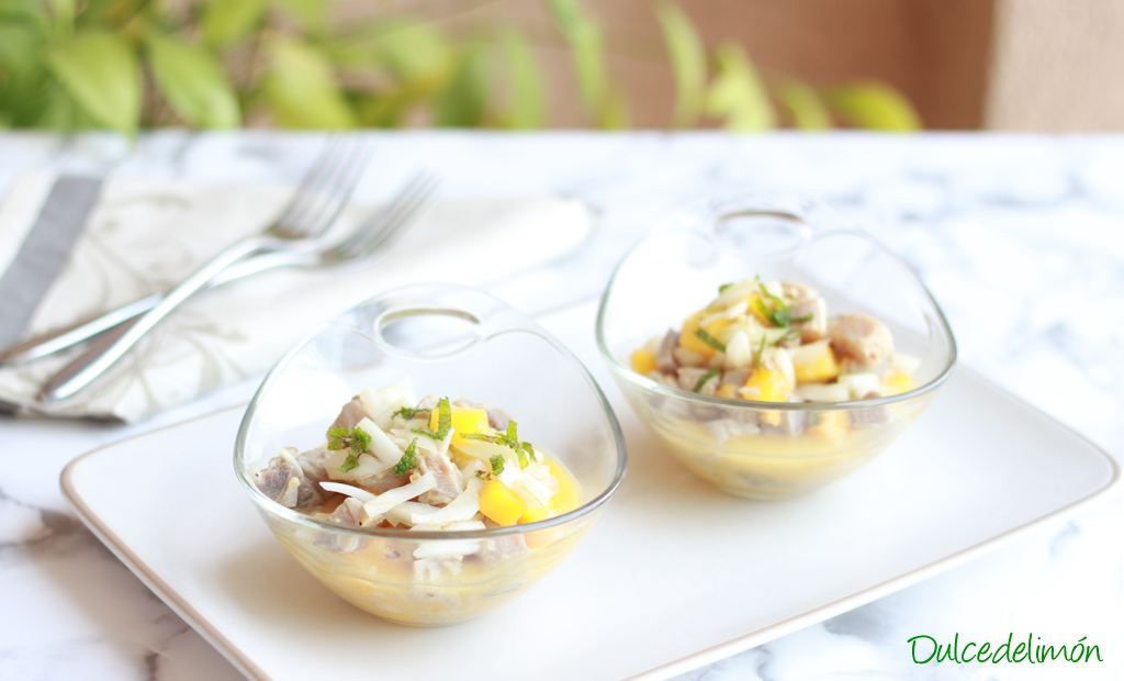 Ceviche de atún y mango