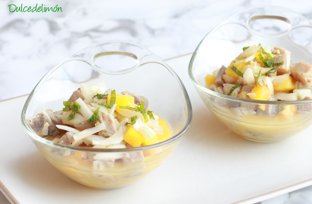 Ceviche de atún y mango