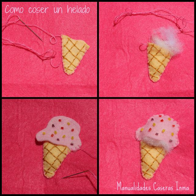 Manualidades Caseras Faciles Inma como coser el helado Monederos de helados rosa y azul 