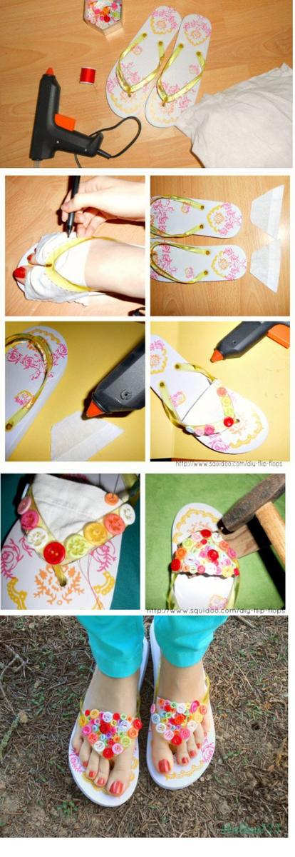 personalizar las chanclas con botones 