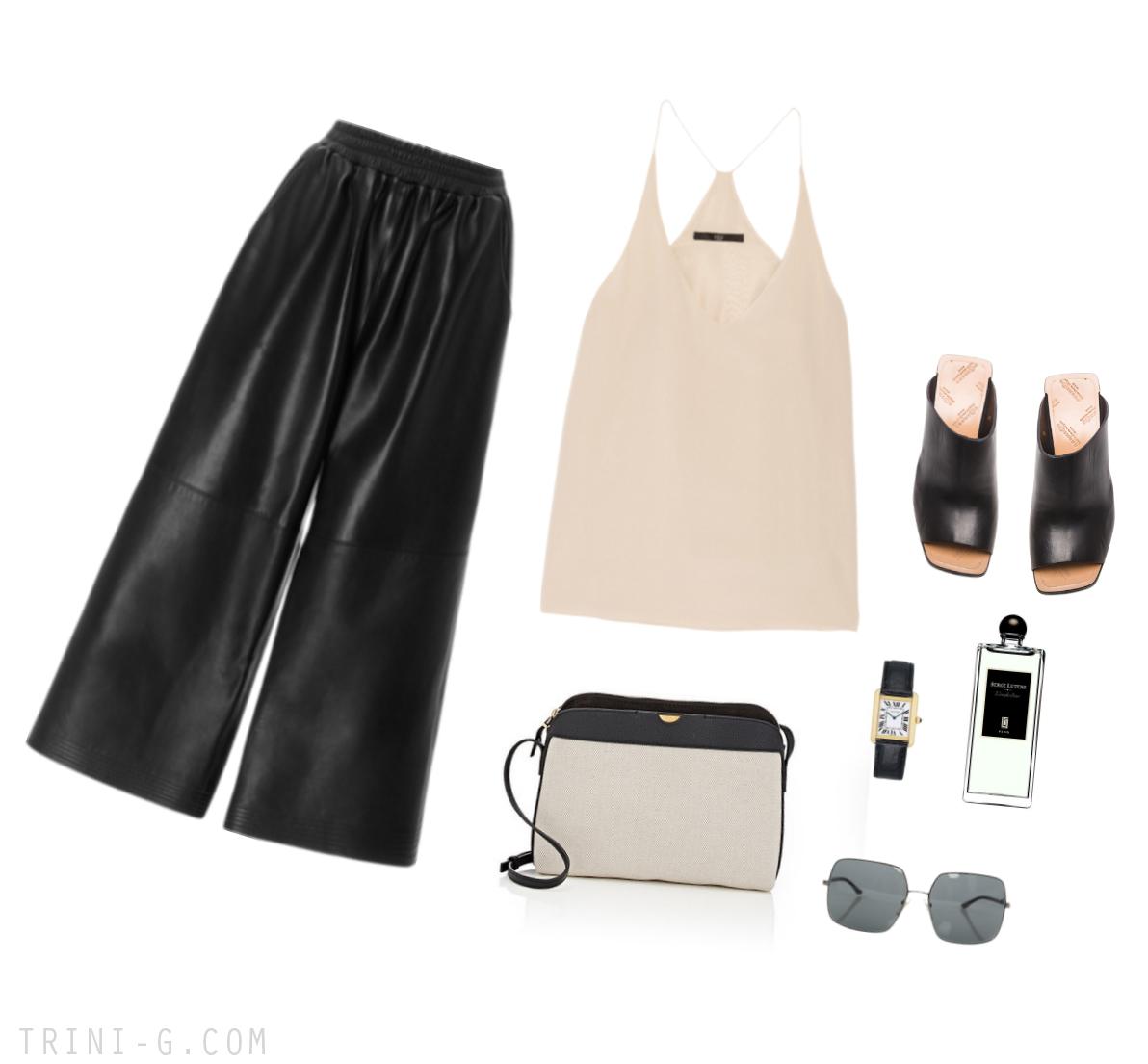 Trini | Tome leather culottes Tibi silk camisole