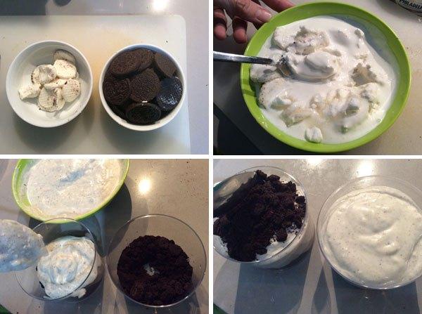 postre de oreos en vasitos paso a paso