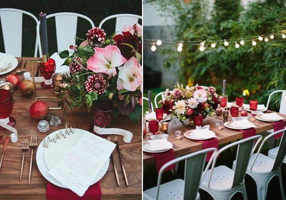 burgundy table