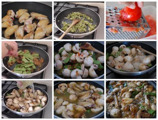 arroz-con-pollo-y-champiñones-elaboración