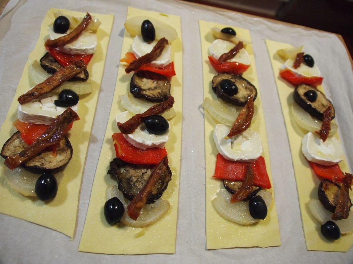 Hojaldres de hortalizas y queso de cabra