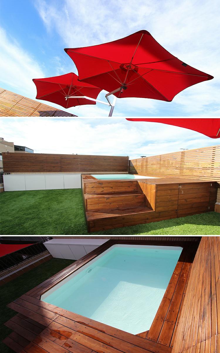 Diseño jardín pequeño con piscina